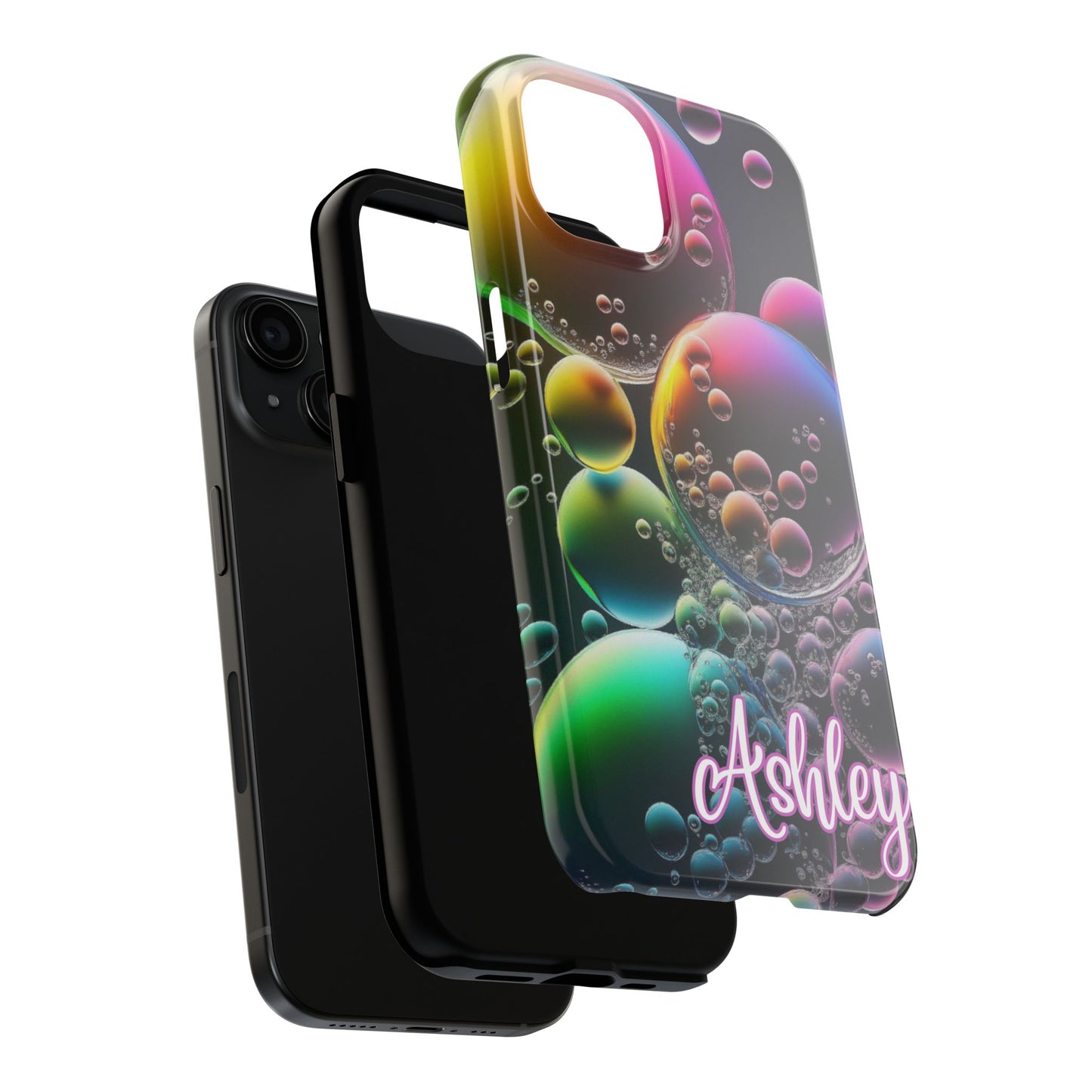 Custom Name Bubble iPhone Case – Personalized Colorful Phone Cover