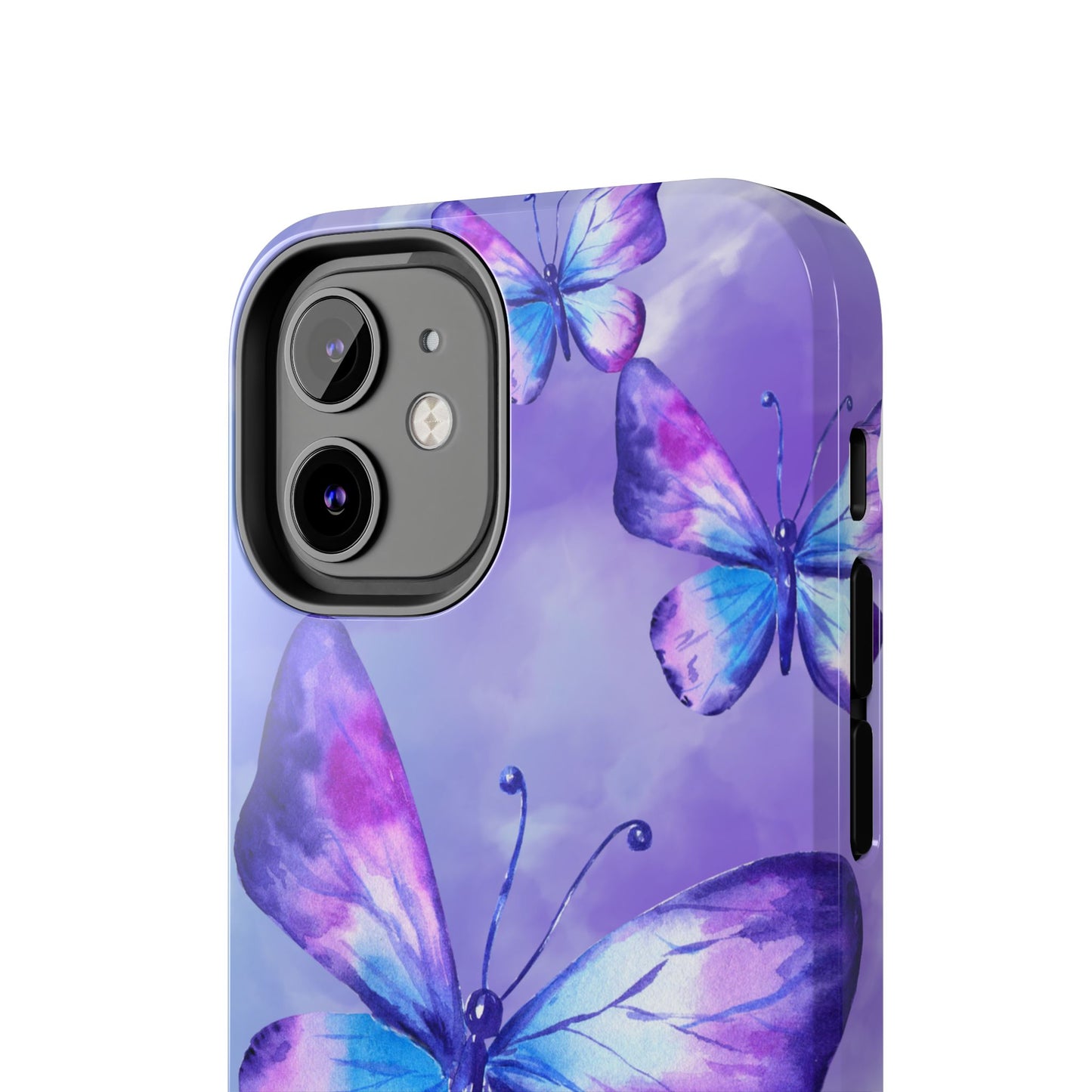 Purple & Blue Butterfly Watercolor Tough iPhone Case | Sole Artist Studio