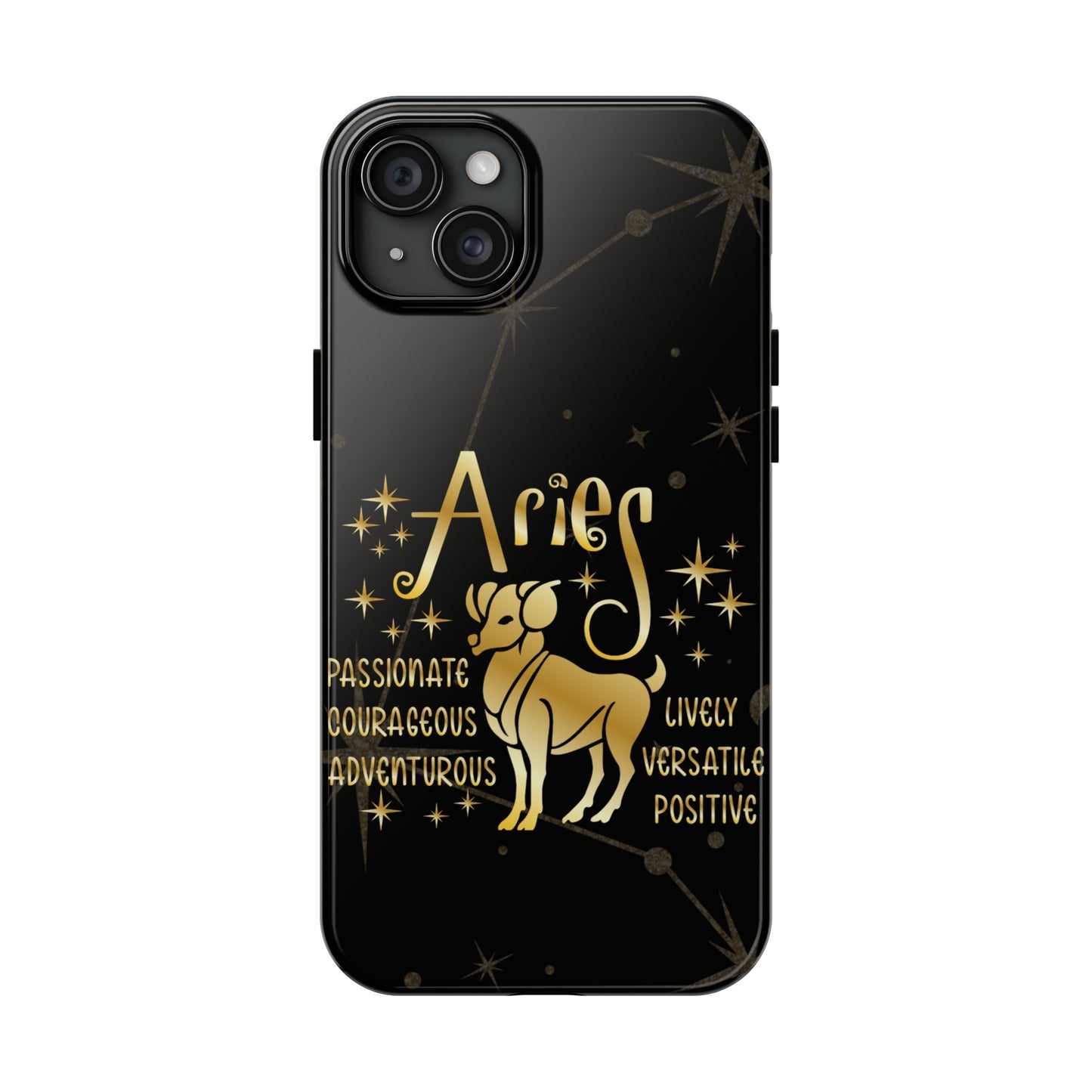 Aries traits, black & gold Iphone case