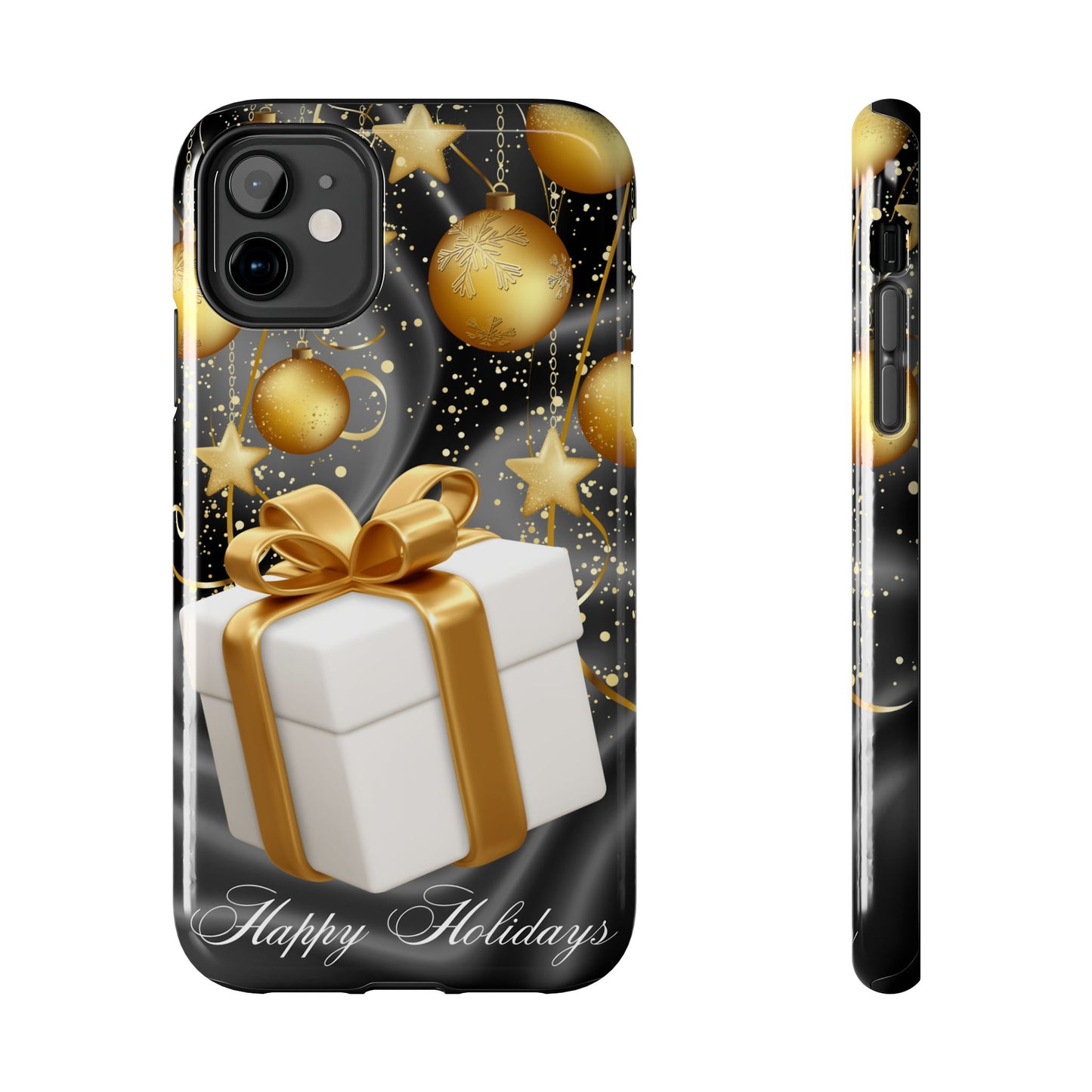 Black & Gold Happy Holidays iPhone Case | Sole Artist Studio