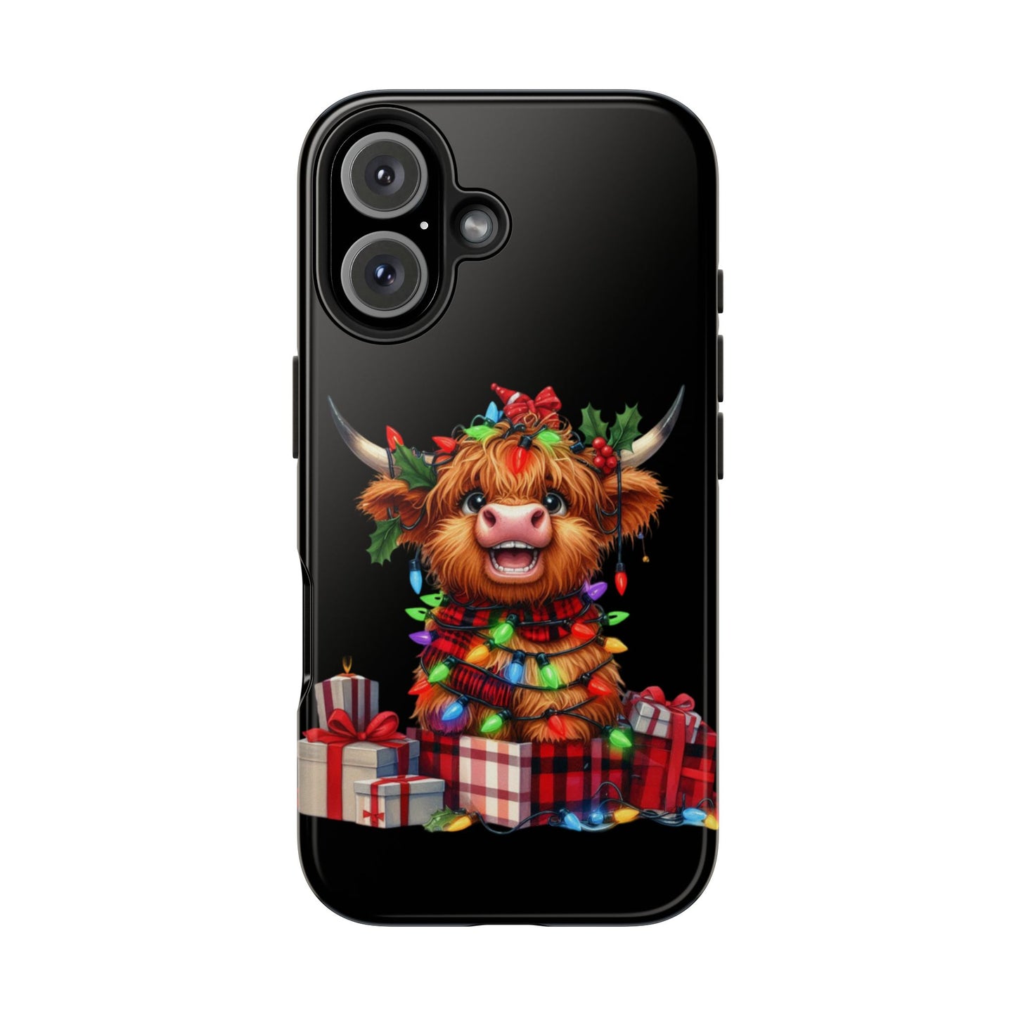 Christmas Lights Highland Cow iPhone Case | Sole Artist Studio