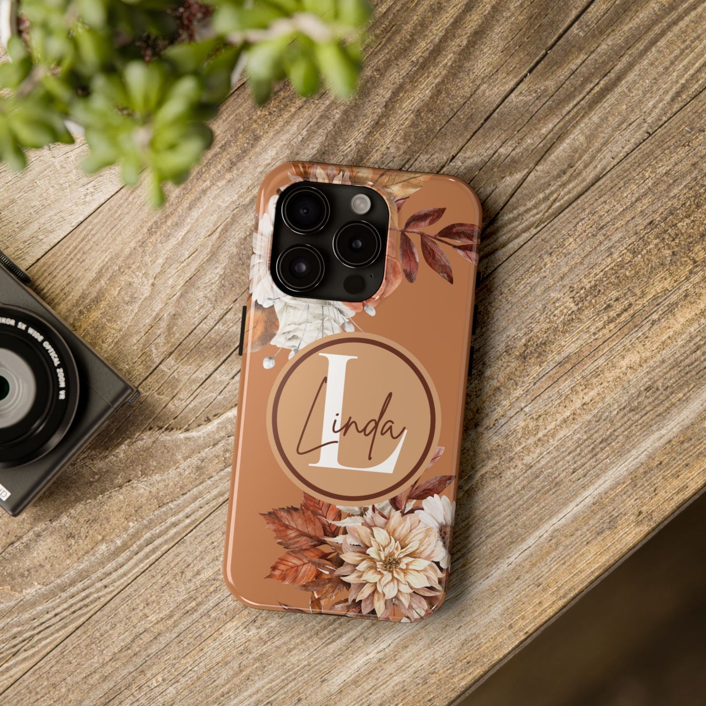 Custom Initial & Name Autumn Floral iPhone Case – Personalized Monogram Phone Cover