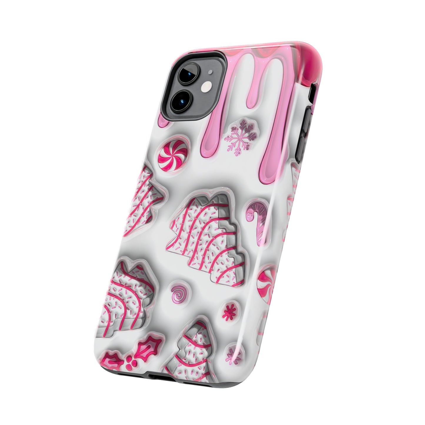 Pink Christmas cake iPhone 16 Case, Christmas iPhone Cover, Festive Holiday Accessory, Cute Xmas Phone Protector, Winter Santa Tech
