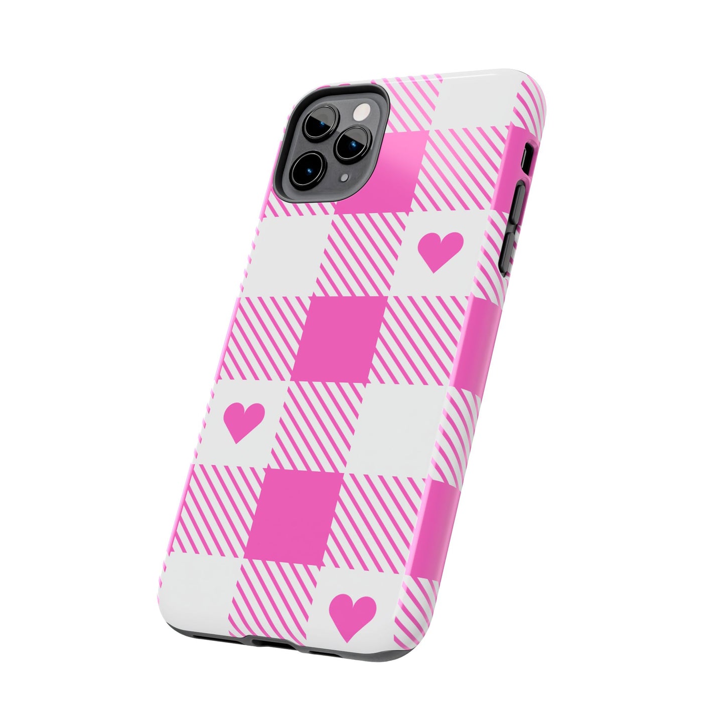 Hearts & Plaid- Valentines day iPhone case- Romantic & stylish design