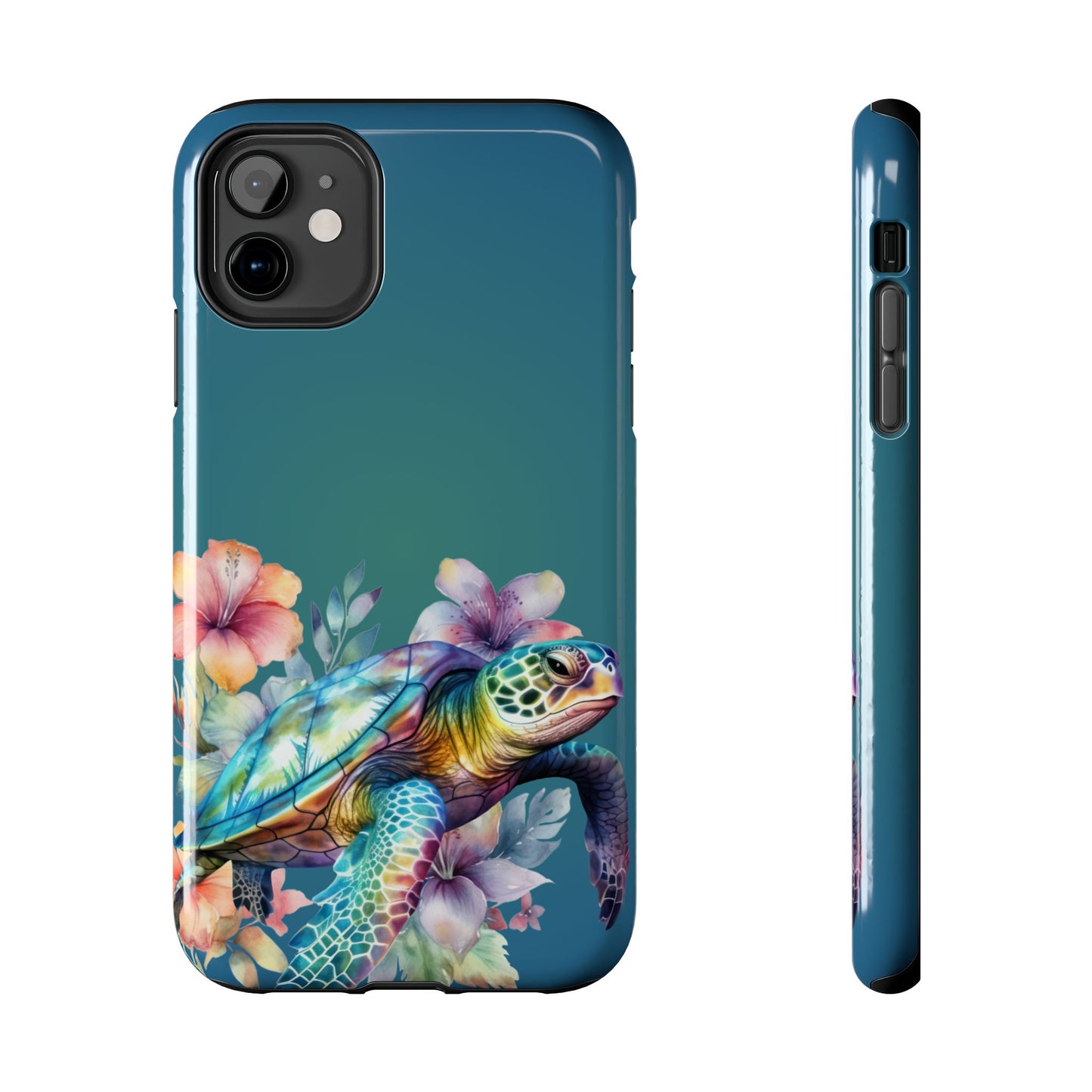 Colorful watercolor sea turtle iPhone case
