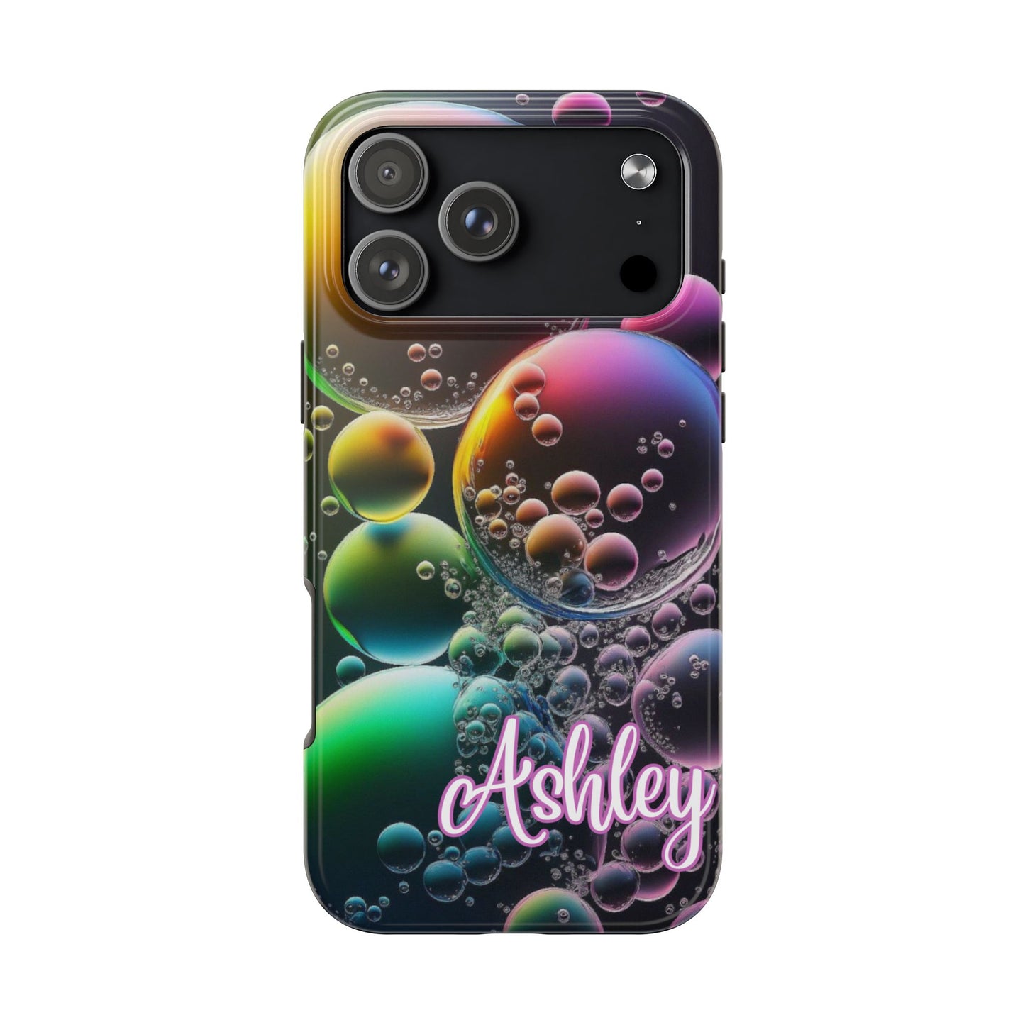 Custom Name Bubble iPhone Case – Personalized Colorful Phone Cover