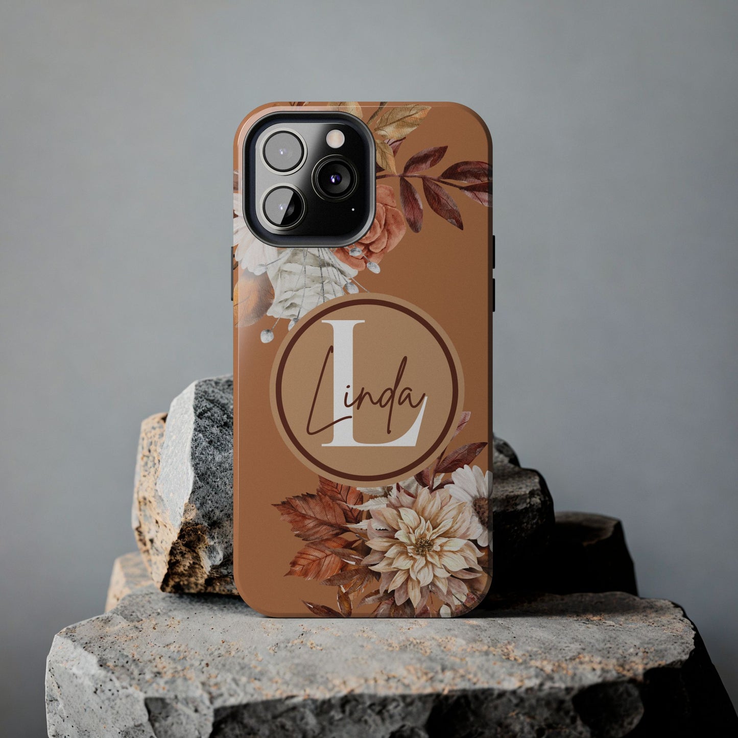 Custom Initial & Name Autumn Floral iPhone Case – Personalized Monogram Phone Cover