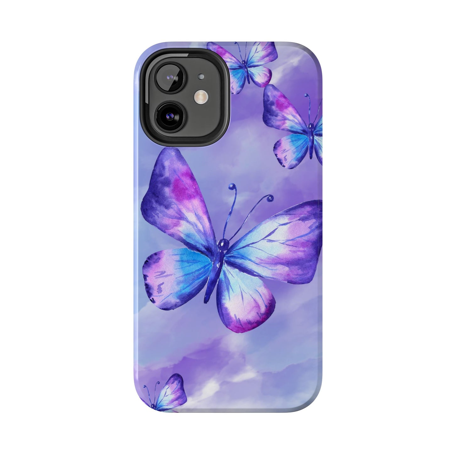 Purple & Blue Butterfly Watercolor Tough iPhone Case | Sole Artist Studio