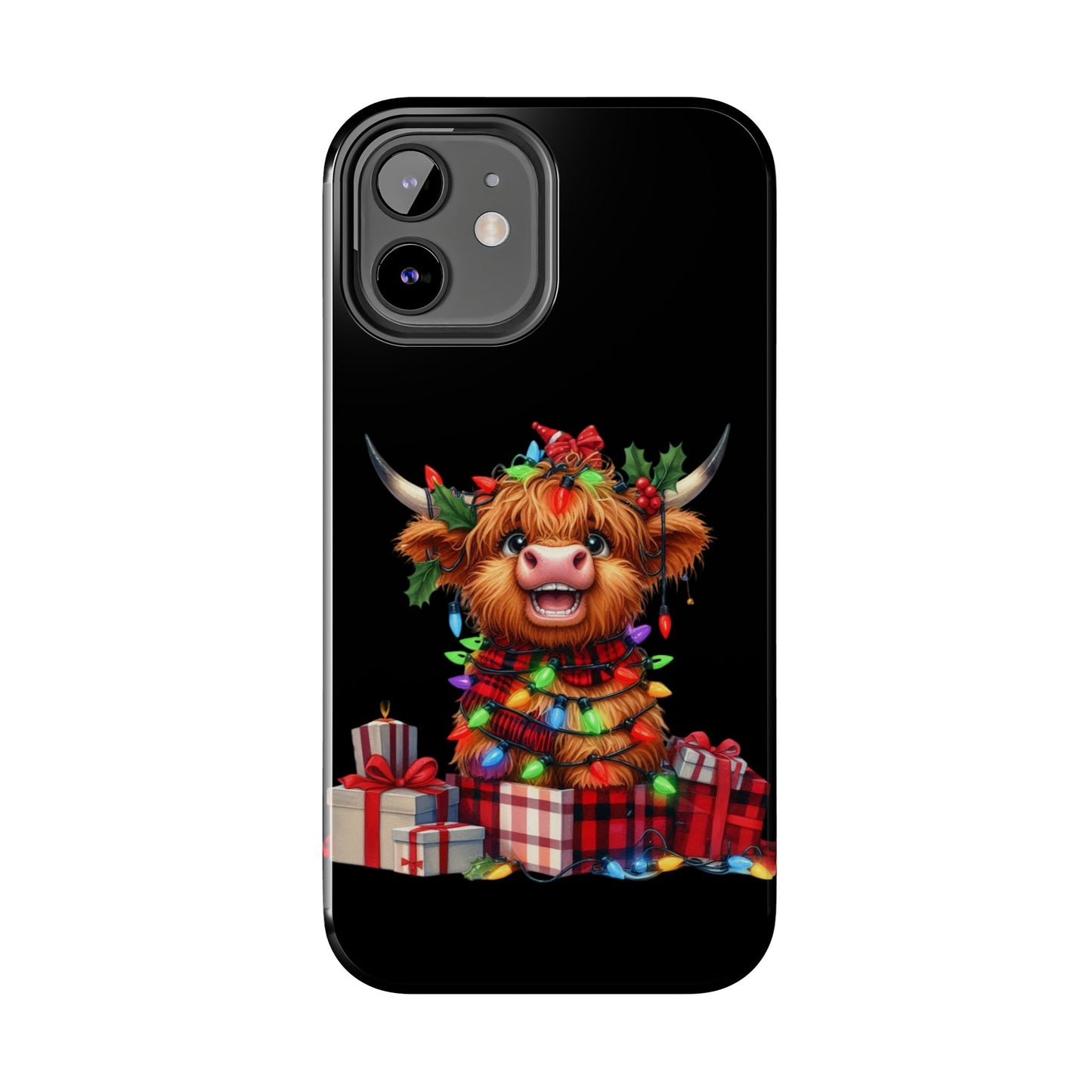 Christmas Lights Highland Cow iPhone Case | Sole Artist Studio
