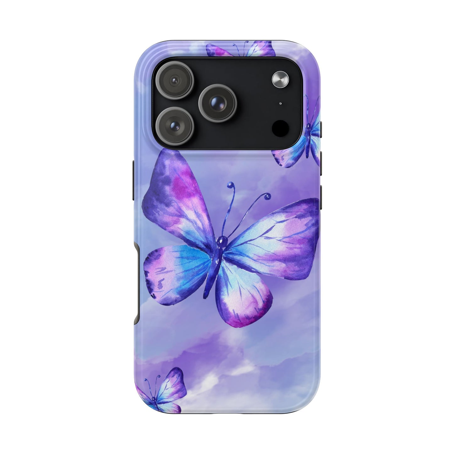Purple & Blue Butterfly Watercolor Tough iPhone Case | Sole Artist Studio