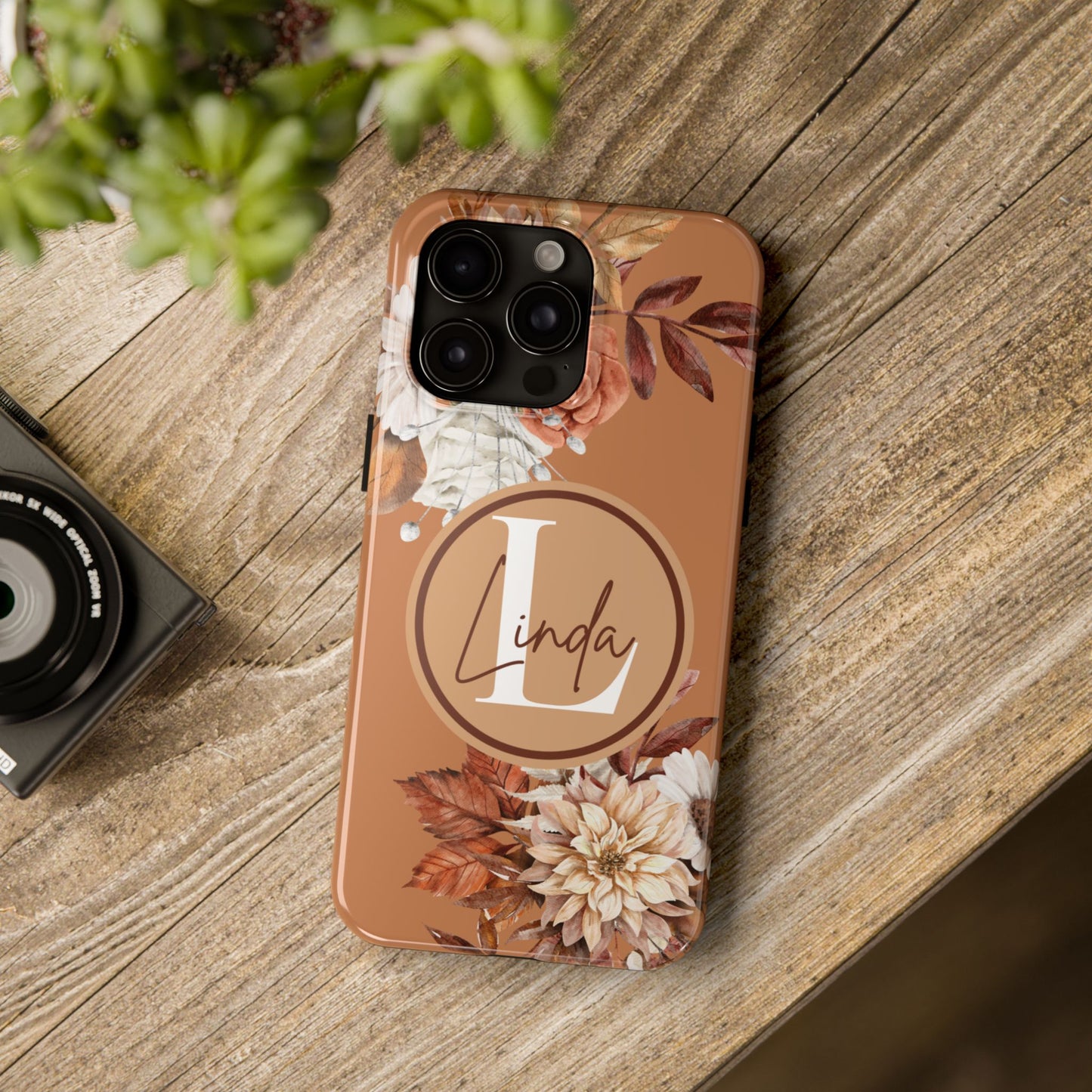 Custom Initial & Name Autumn Floral iPhone Case – Personalized Monogram Phone Cover