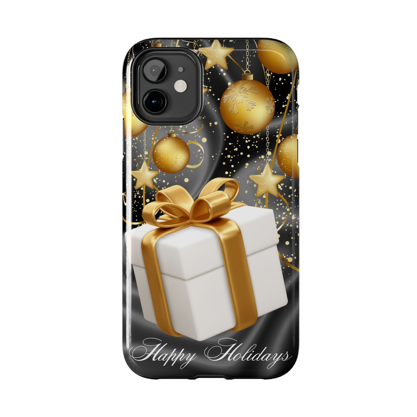 Black & Gold Happy Holidays iPhone Case | Sole Artist Studio