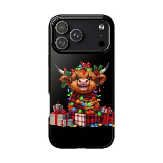 Christmas Lights Highland Cow iPhone Case | Sole Artist Studio