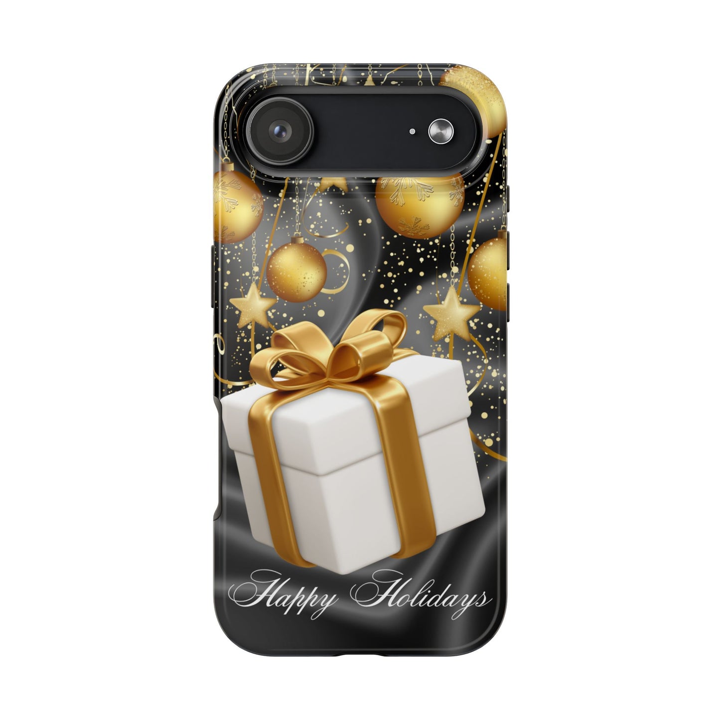 Black & Gold Happy Holidays iPhone Case | Sole Artist Studio