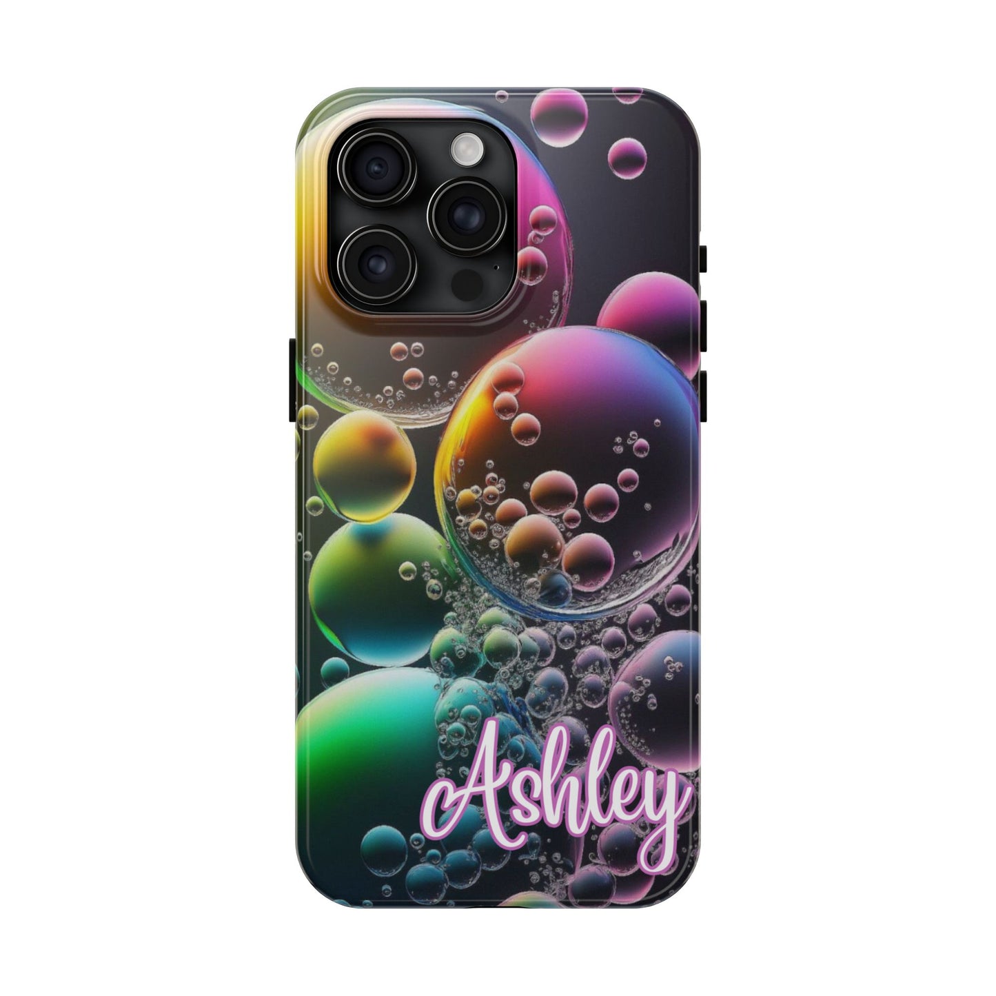 Custom Name Bubble iPhone Case – Personalized Colorful Phone Cover