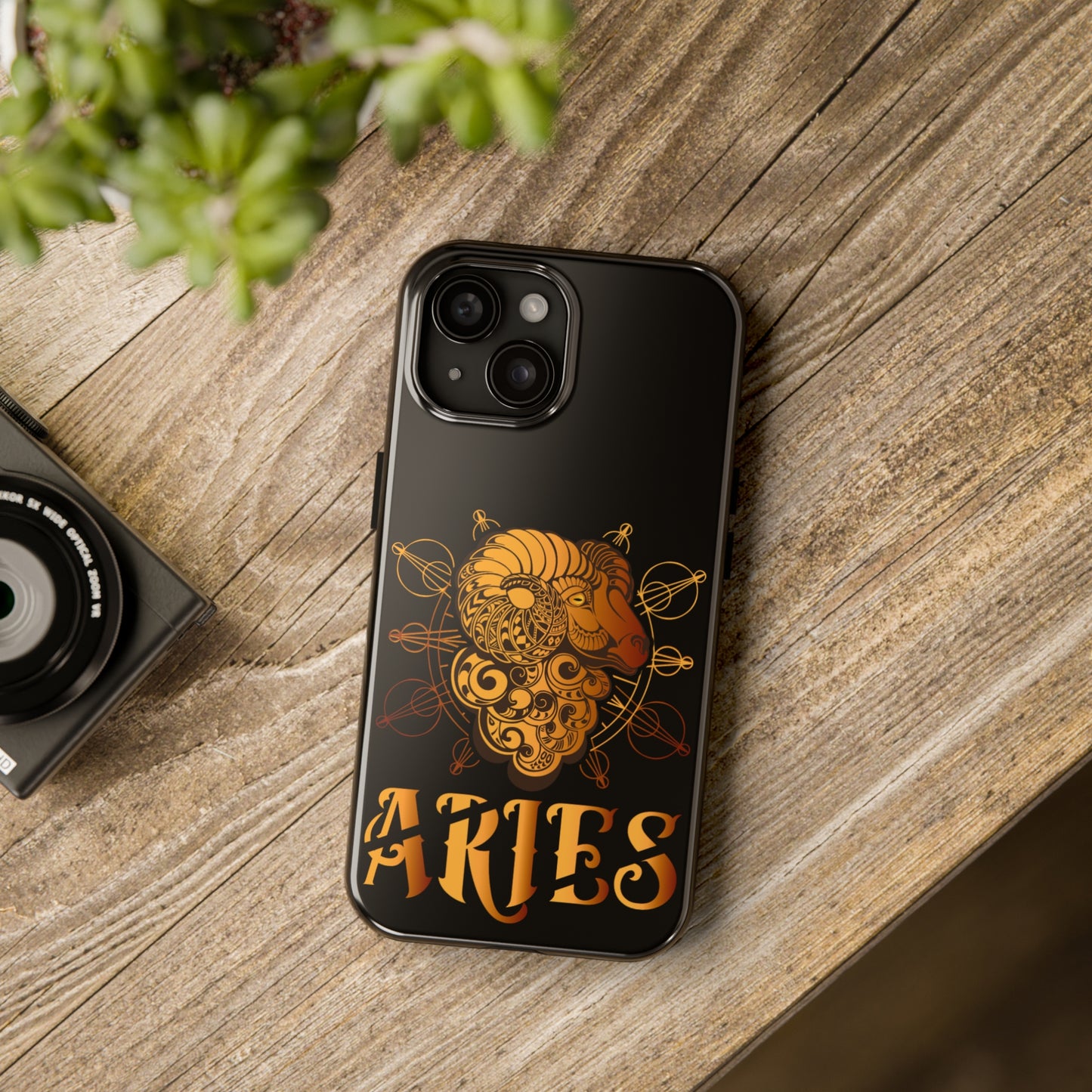 Gold & black Aries IPhone case