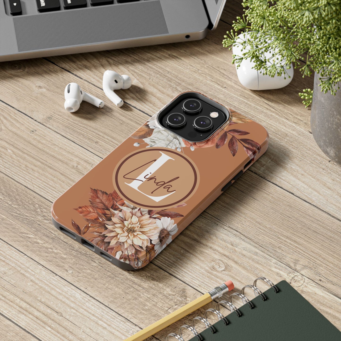 Custom Initial & Name Autumn Floral iPhone Case – Personalized Monogram Phone Cover