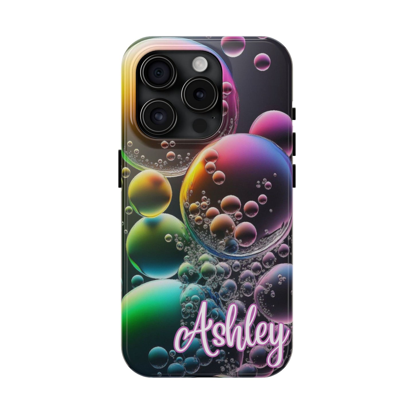 Custom Name Bubble iPhone Case – Personalized Colorful Phone Cover