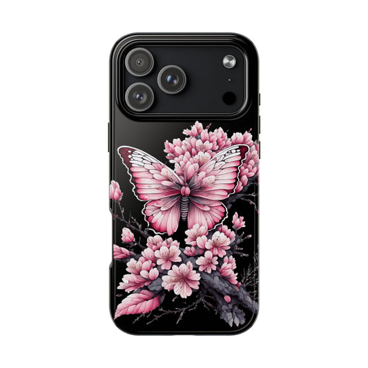 Pink & Black Floral Butterfly iPhone Case | Sole Artist Studio