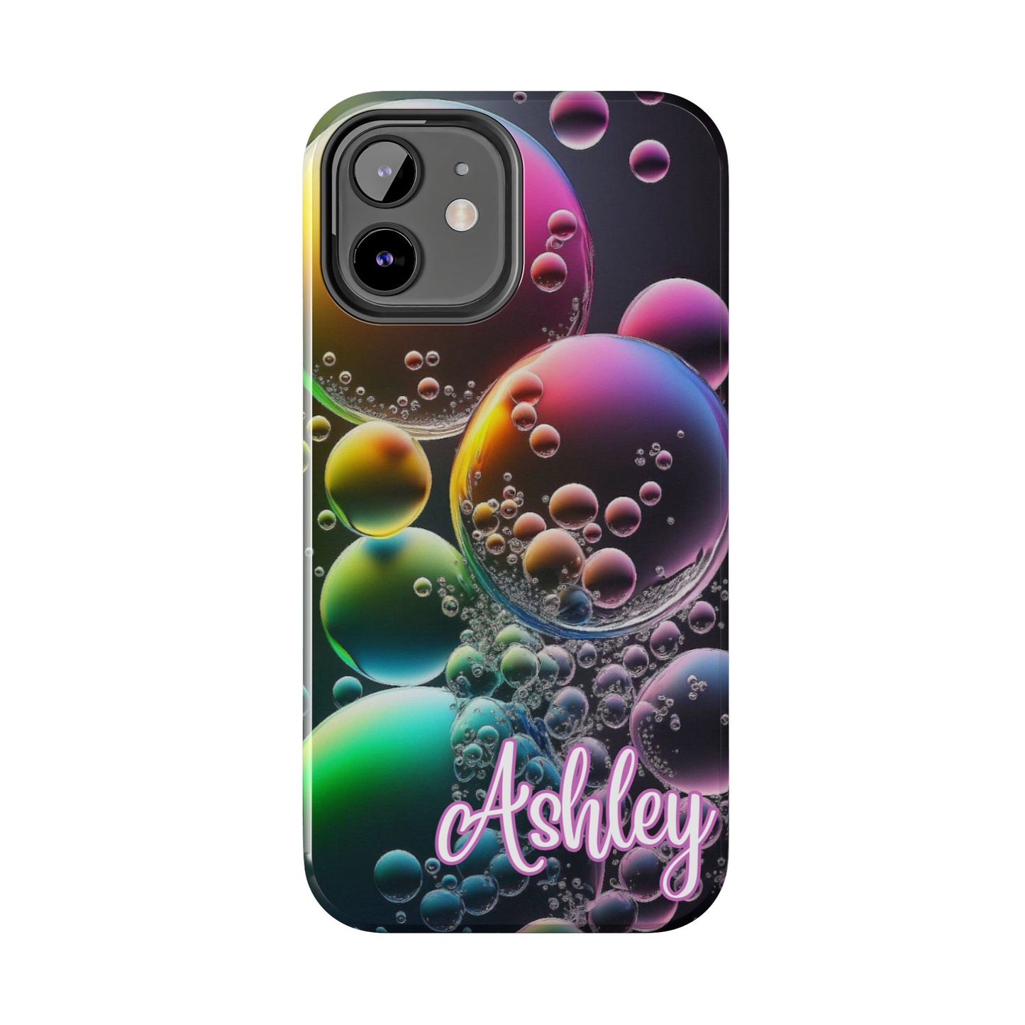 Custom Name Bubble iPhone Case – Personalized Colorful Phone Cover