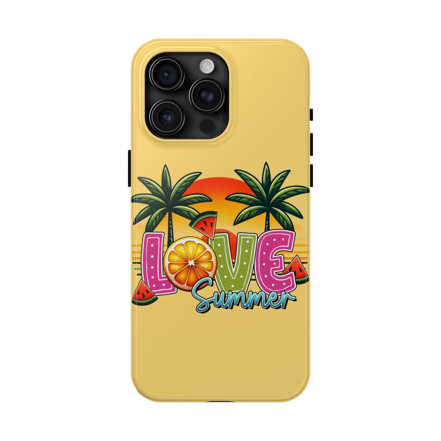 Yellow love summer aesthetics iPhone case. Compatible with iPhone models 11-16 Custom phone case for smartphones. design for Girls, Woman