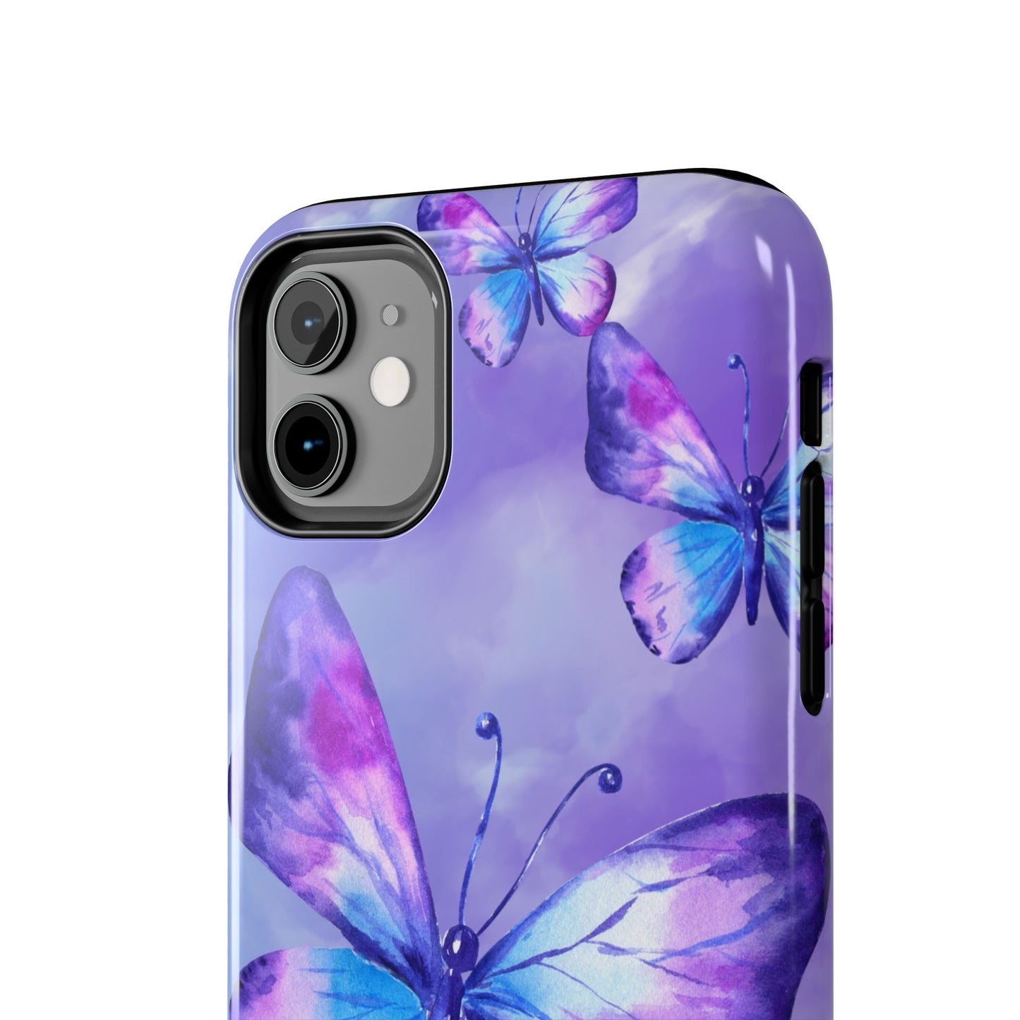 Purple & Blue Butterfly Watercolor Tough iPhone Case | Sole Artist Studio
