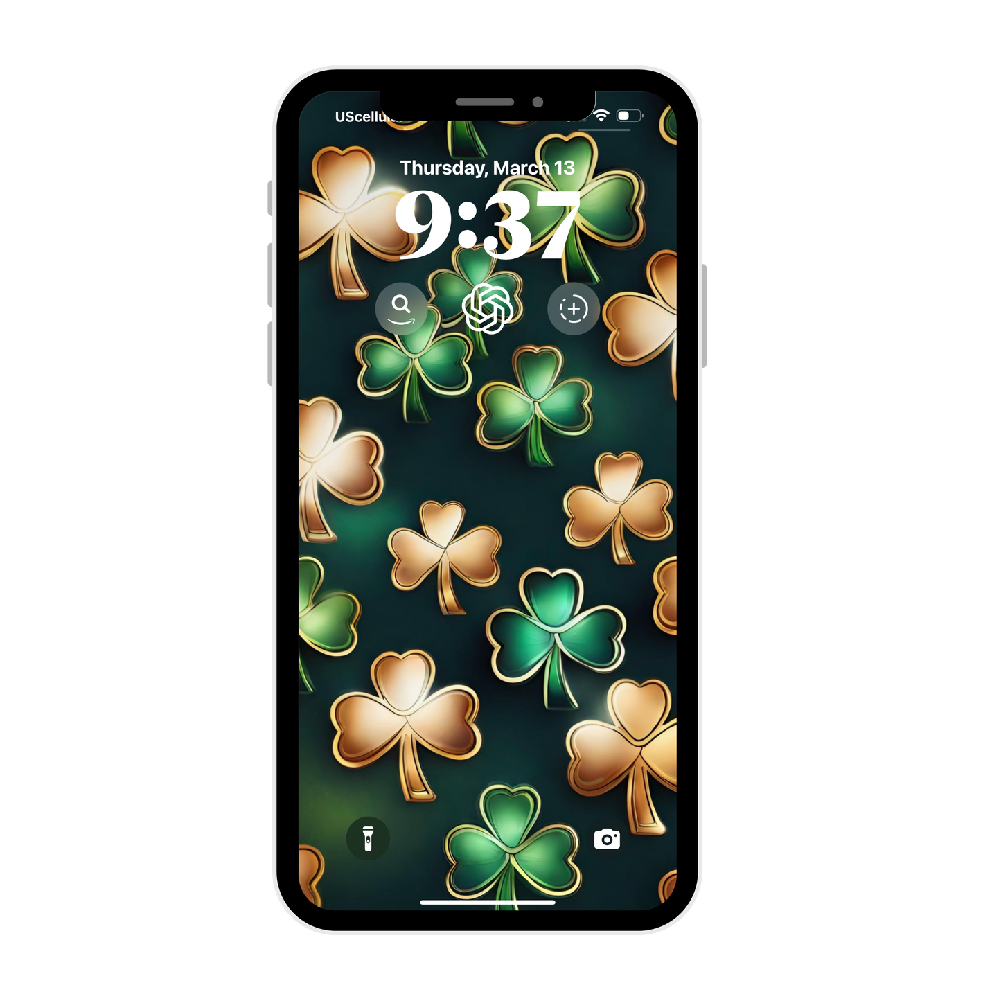Green & Gold St. Patrick's Day wallpaper iPhone lock screen art digital download