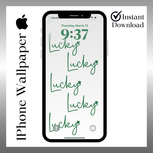 Lucky Patrick's Day wallpaper iPhone lock screen art digital download