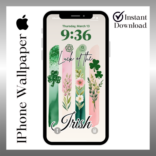 Luck of the Irish wallpaper iPhone lock screen art digital download