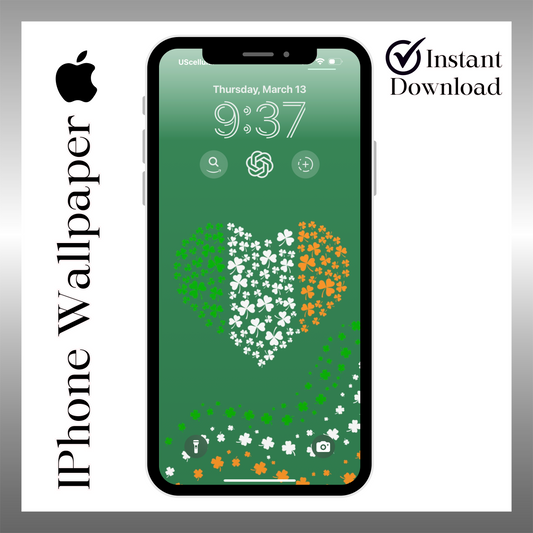 Irish heart phone wallpaper iPhone lock screen art digital download