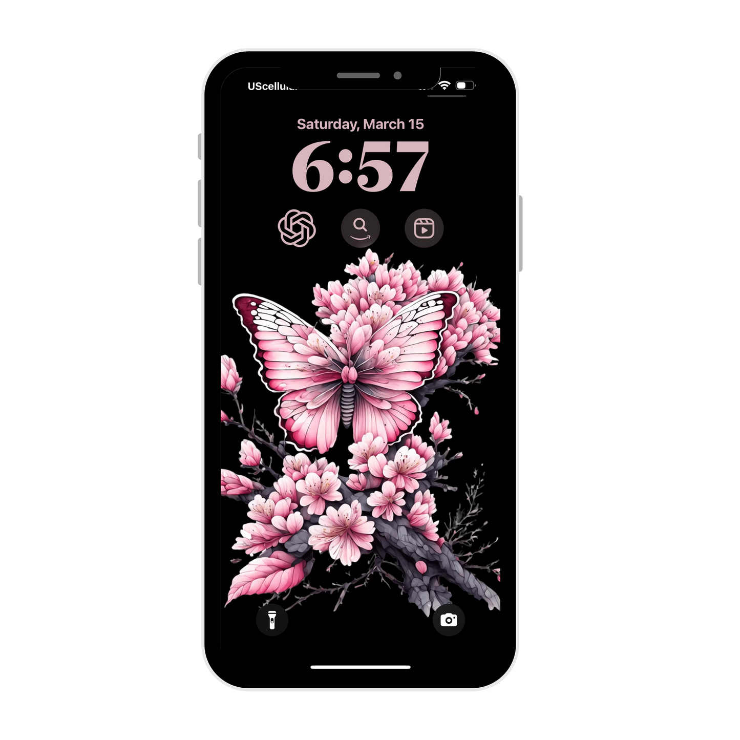 Pink butterfly Spring wallpaper iPhone lock screen art digital download
