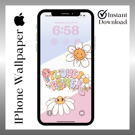 Spring flower power wallpaper iPhone lock screen art digital download
