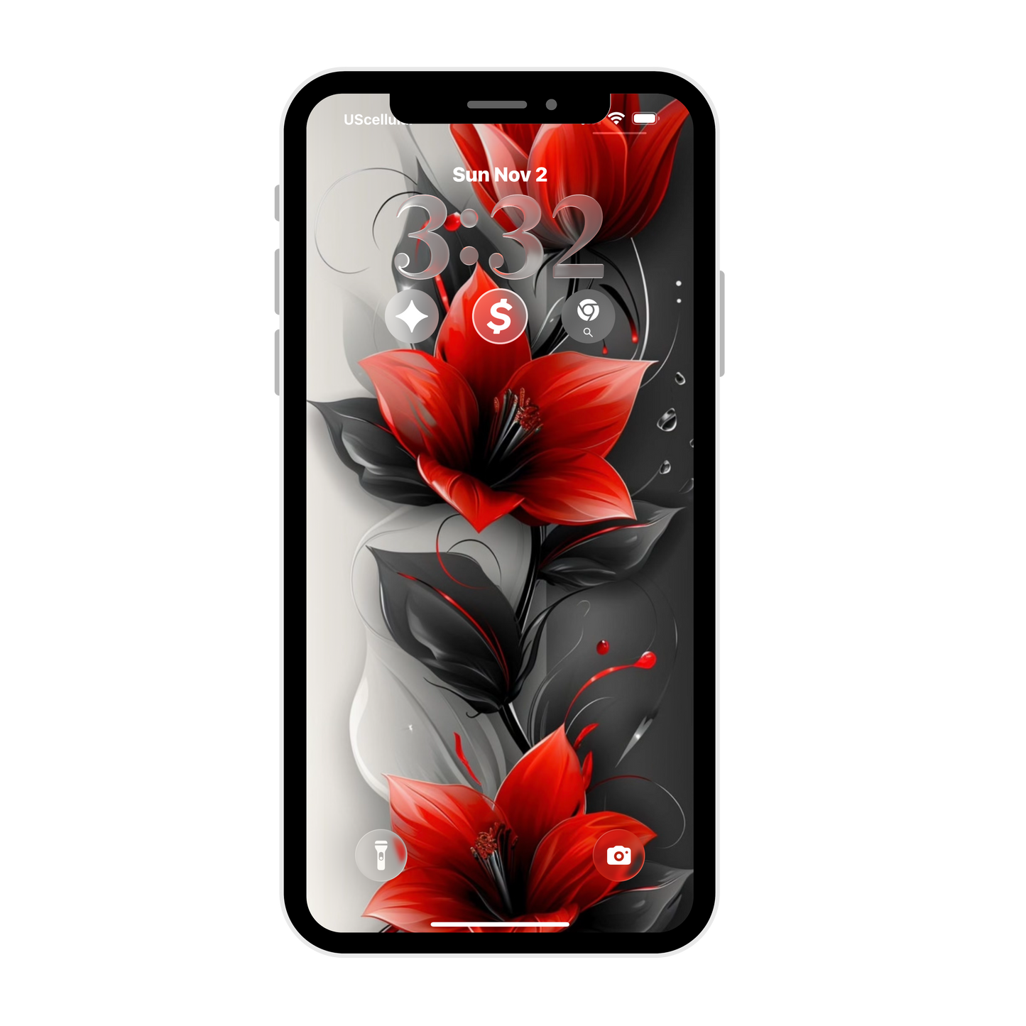 Red & black floral  iPhone lock screen art digital download