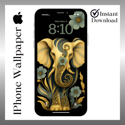 Tribal Elephant Floral  lock screen art digital download