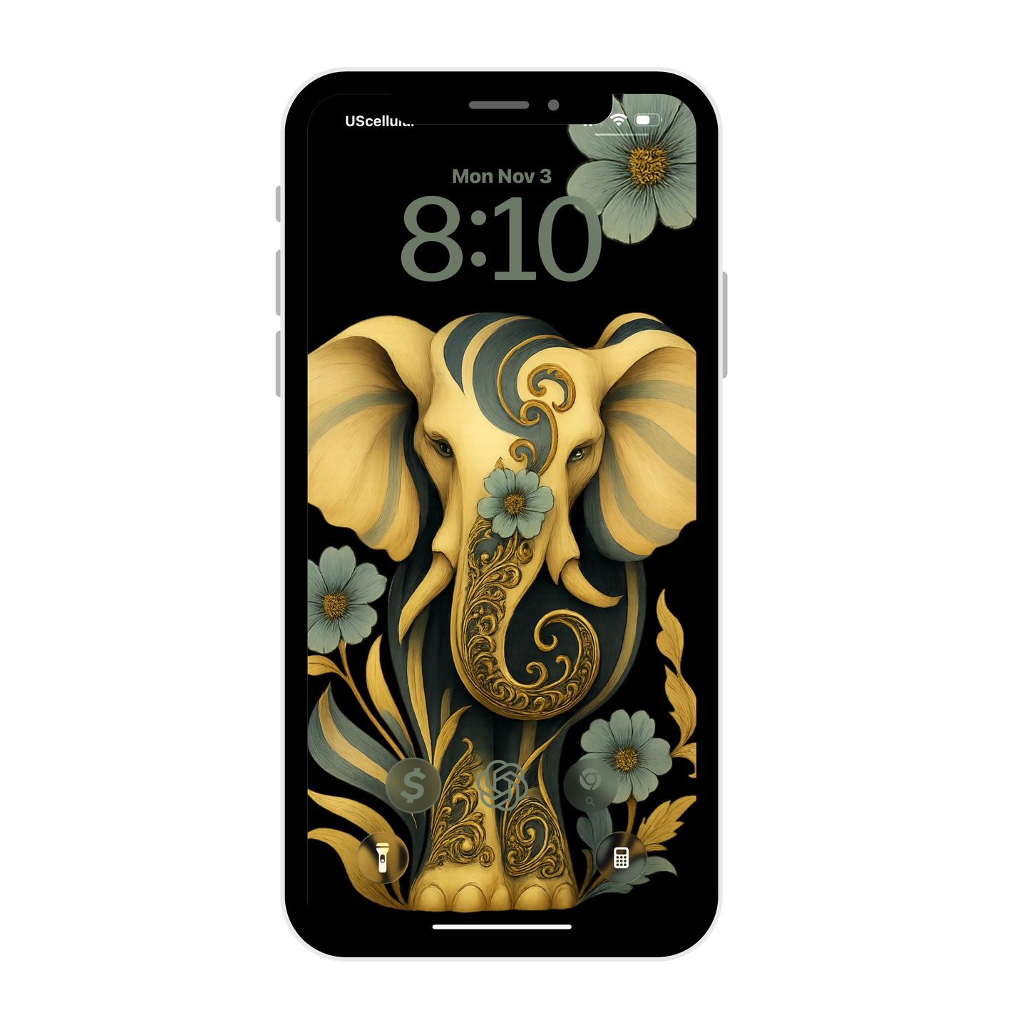 Tribal Elephant Floral  lock screen art digital download