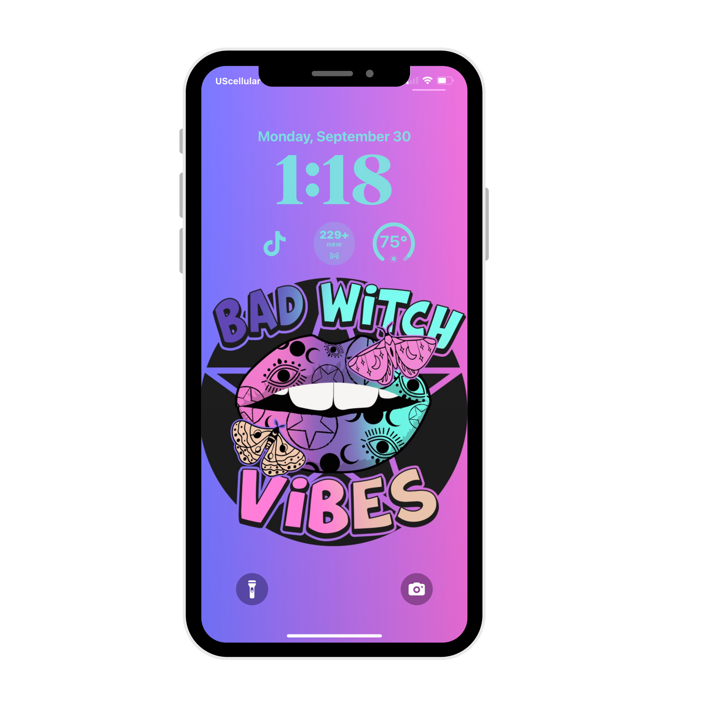 Spooky season Bad Witch Vibes, iPhone wallpaper iPhone lock screen art digital download