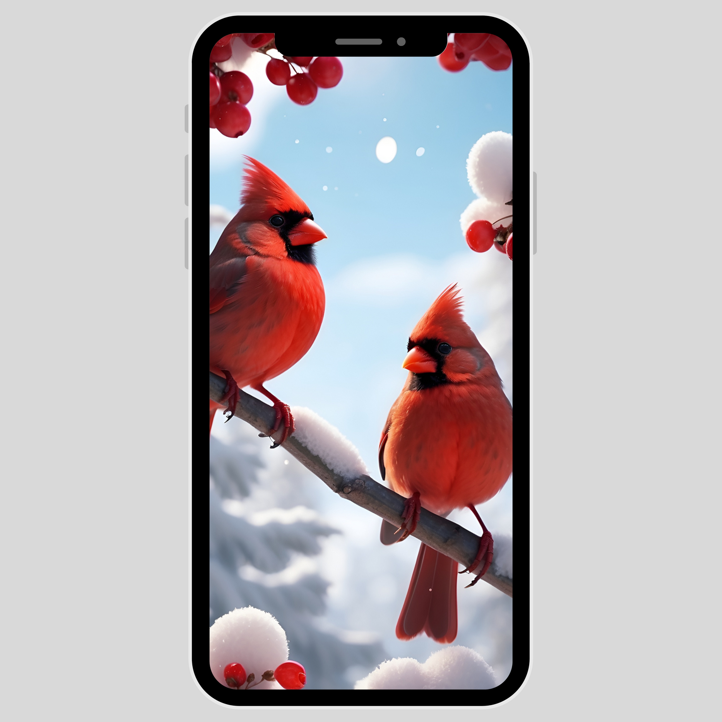 IPhone wallpaper/ Christmas Cardinals