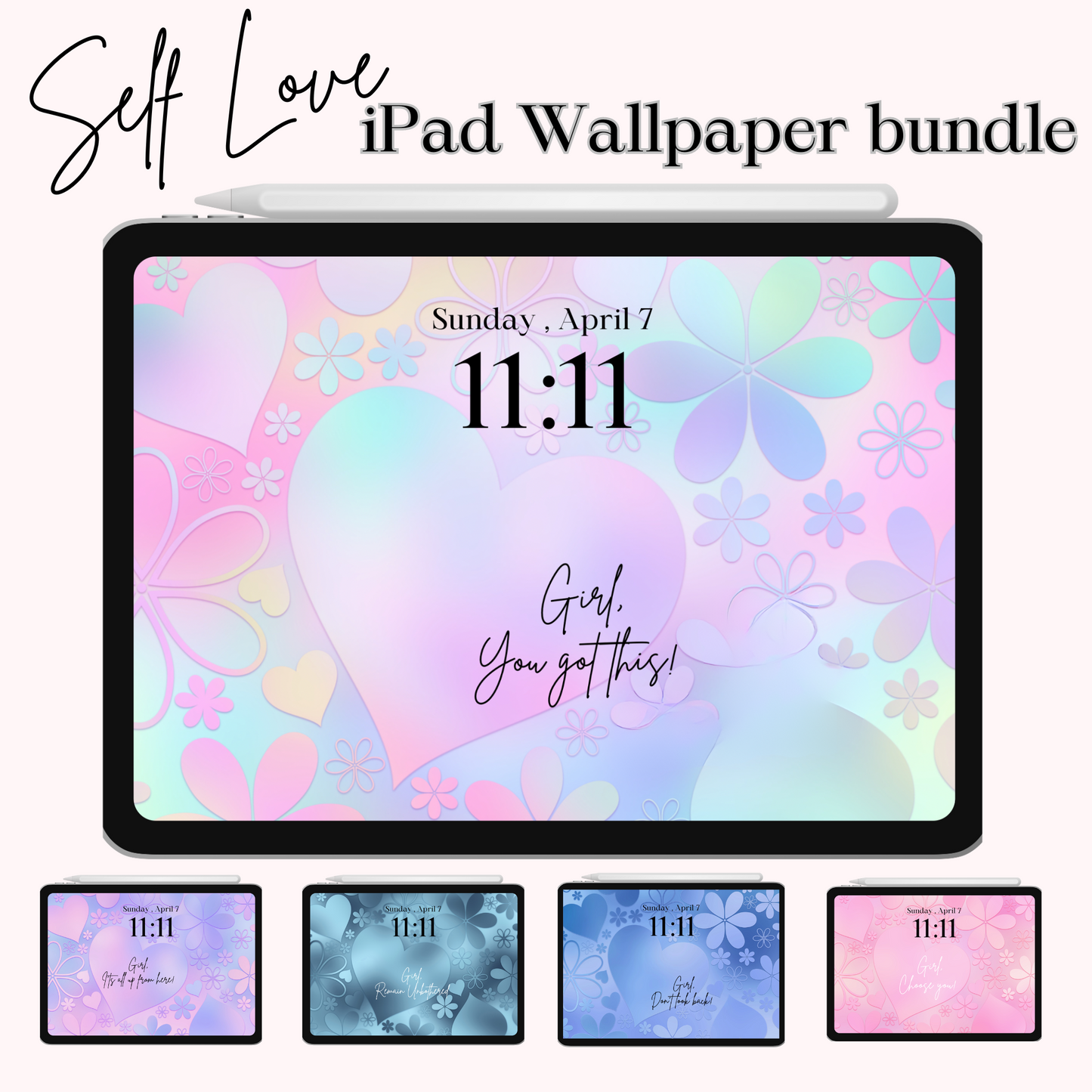 Self Love phone wallpaper iPad lock screen art bundle