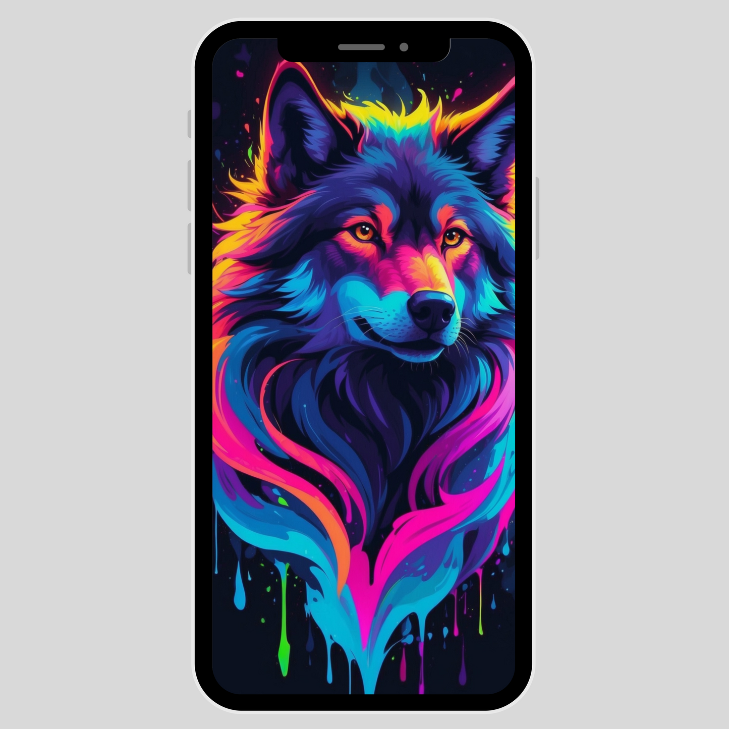 IPhone wallpaper/ Neon wolf