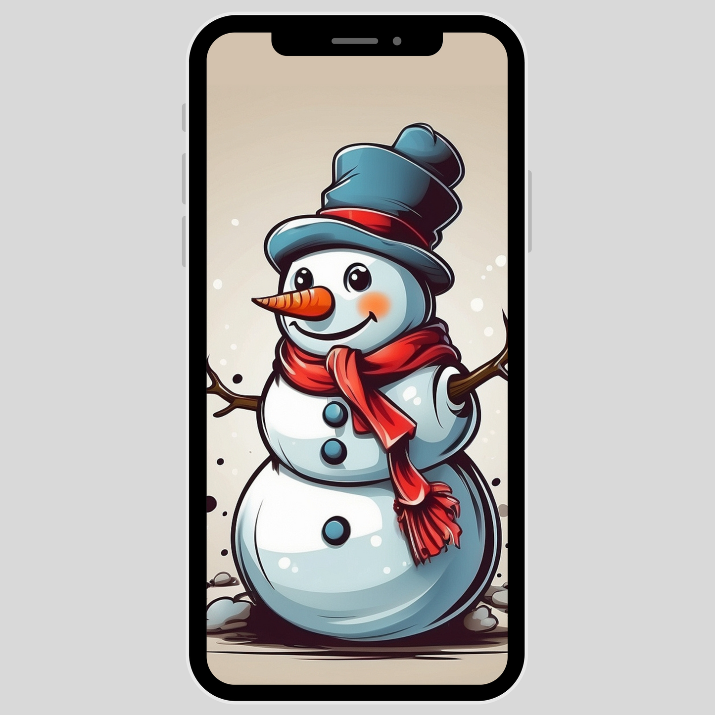 iPhone/iPad wallpaper/ Happy Vintage snowman