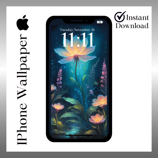 Mystical forest flower phone wallpaper iPhone lock screen art digital download