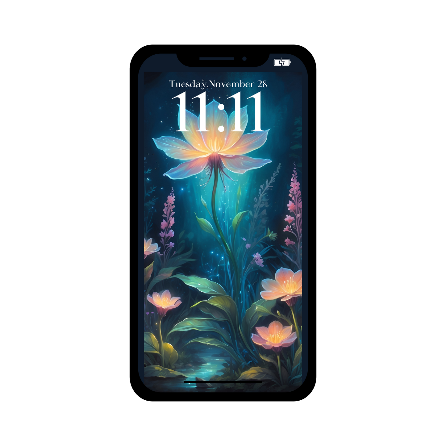 Mystical forest flower phone wallpaper iPhone lock screen art digital download