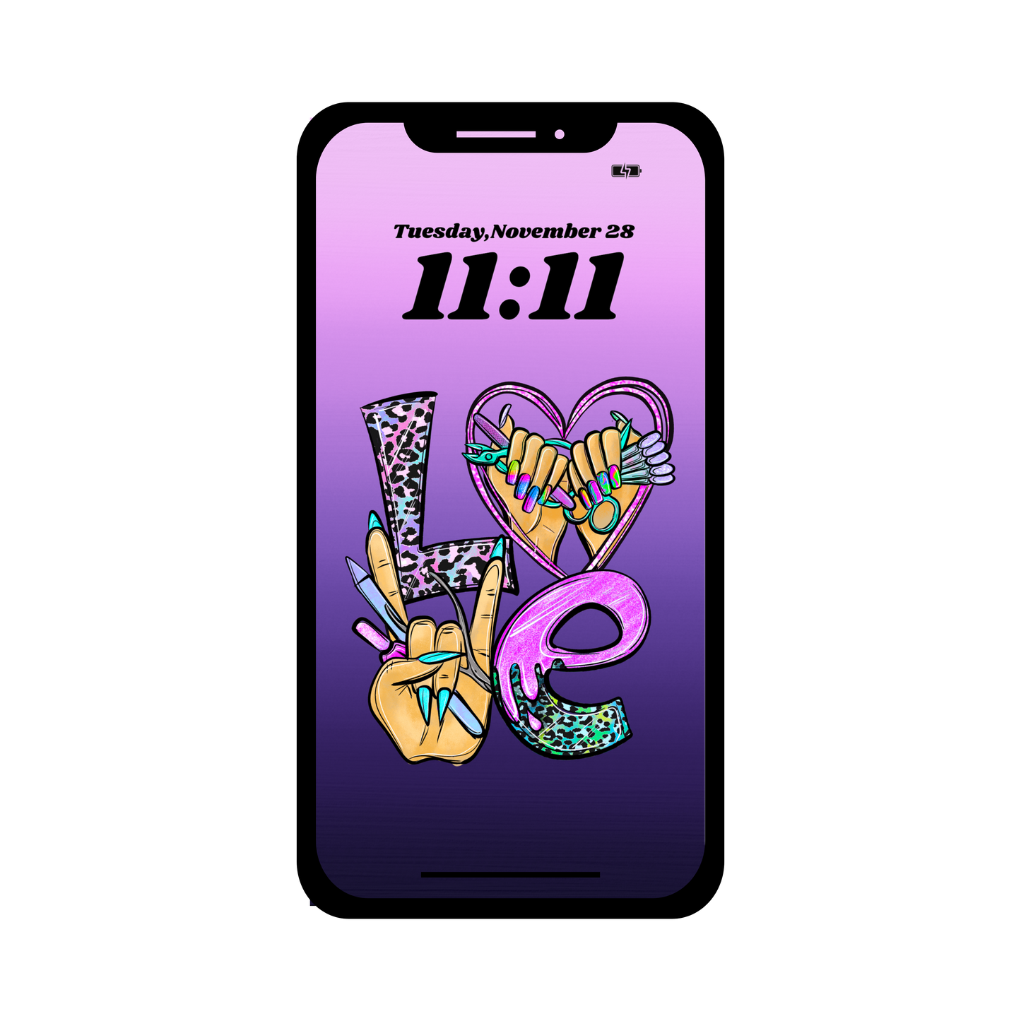 Nail tech love phone wallpaper iPhone lock screen art digital download