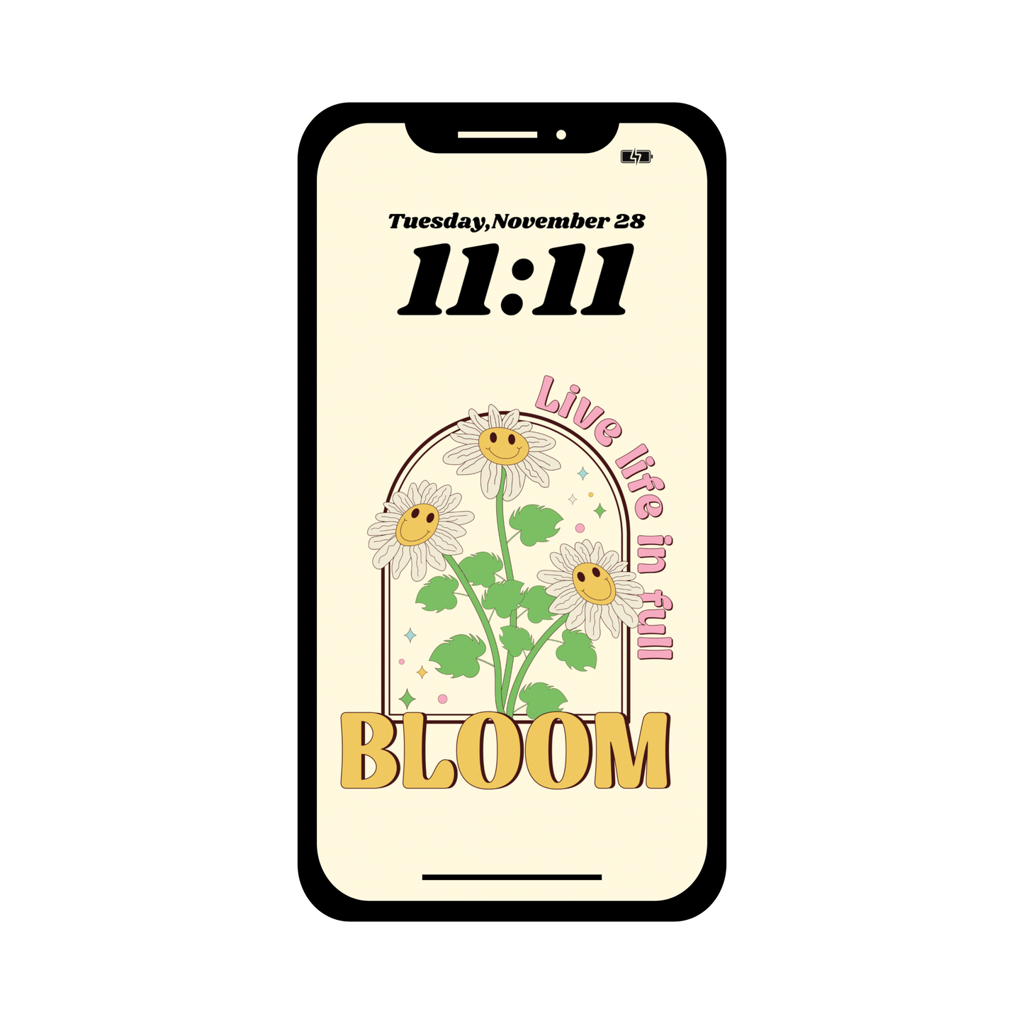 Live life in full bloom phone wallpaper iPhone lock screen art digital download