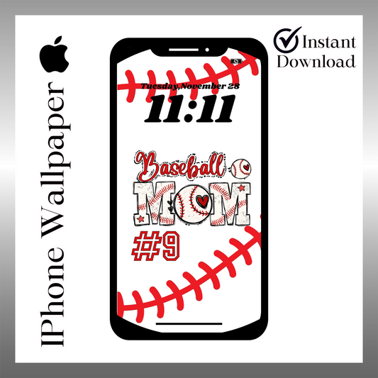Personalized Baseball Mom phone wallpaper iPhone lock screen art digital download