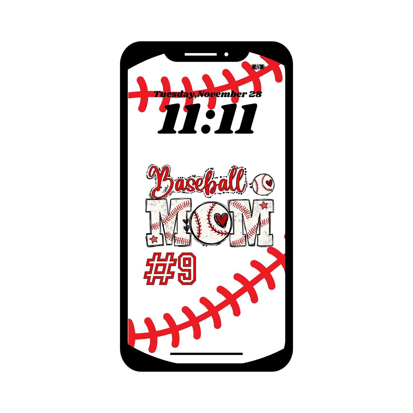 Personalized Baseball Mom phone wallpaper iPhone lock screen art digital download