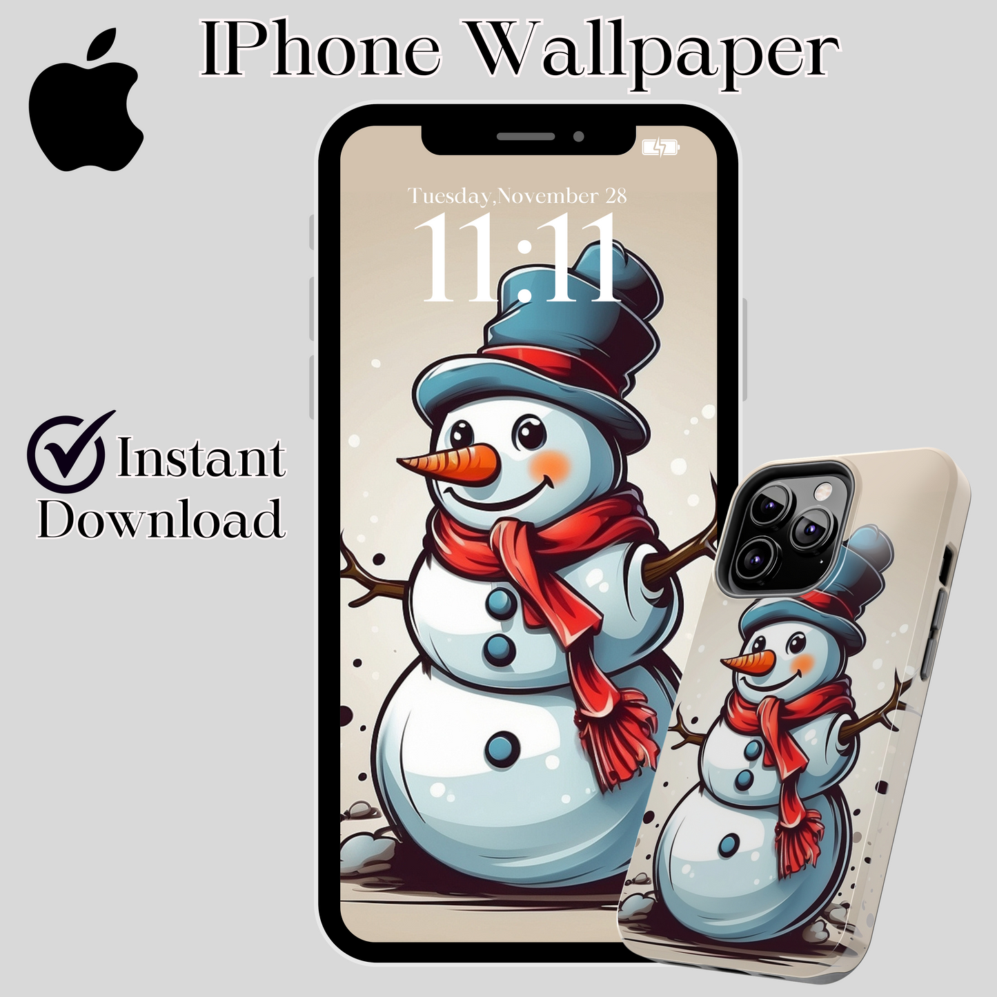 iPhone/iPad wallpaper/ Happy Vintage snowman
