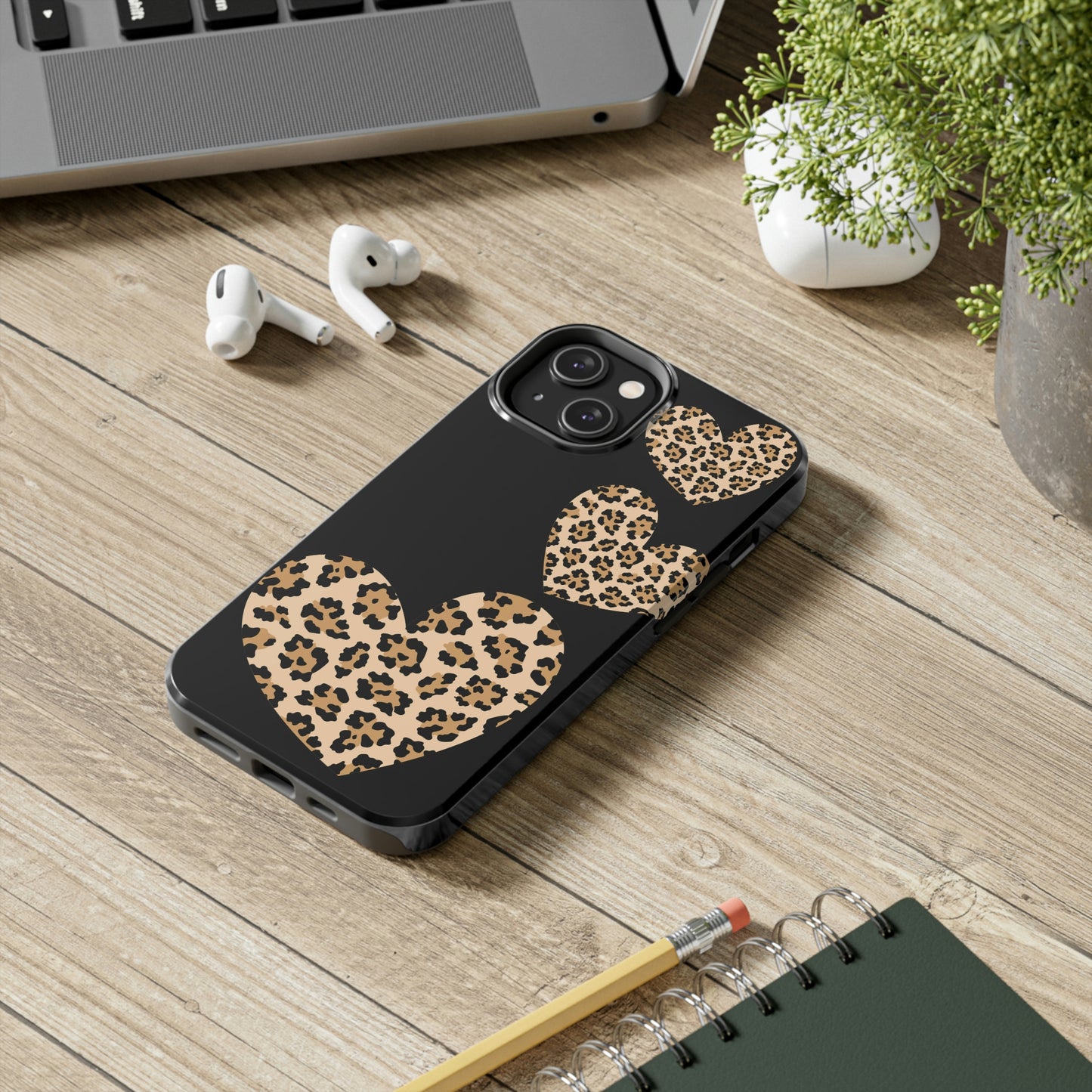 leopard hearts/ Tough IPhone Case/ Hearts